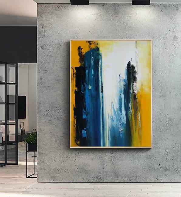 Black Living Entryway Abstract Canvas Artwork R1N1G wall art